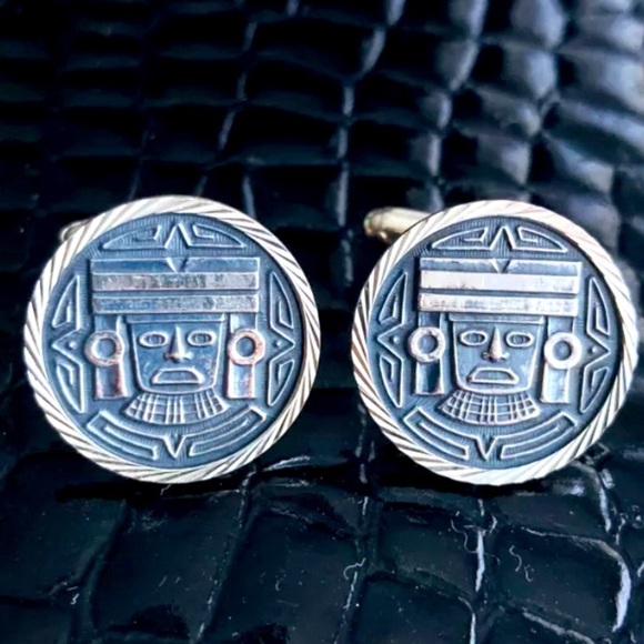 Other - AZTEC MAYAN MEXICAN STERLING SILVER CUFFLINKS